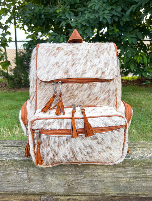 Spotted Cowhide Women Leather Travel Backpack
