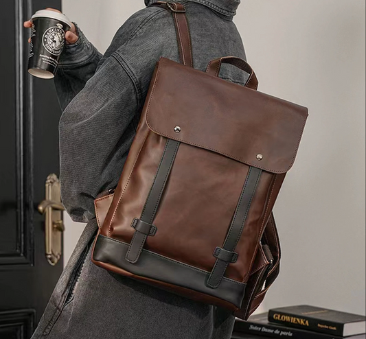 Dark Brown Leather Backpack