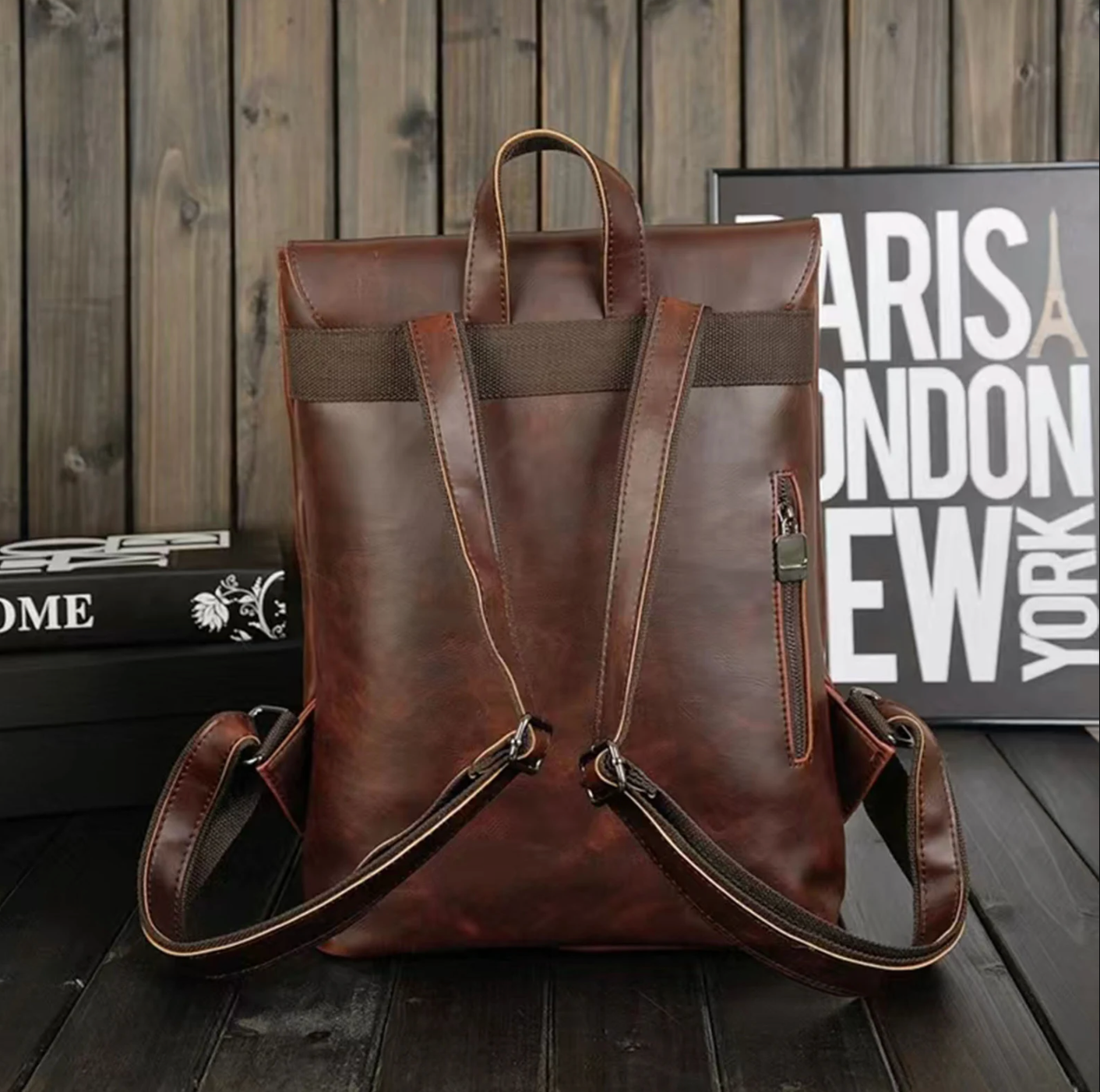 Dark Brown Leather Backpack