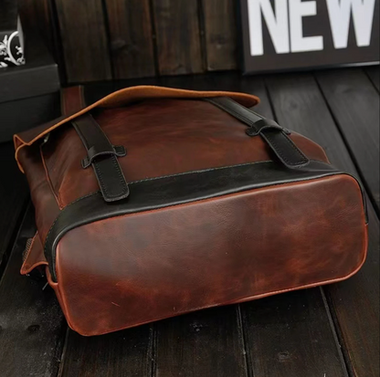 Dark Brown Leather Backpack