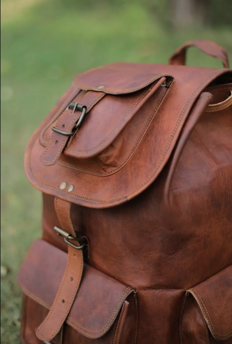 Men's Real Rustic Leather Backpack