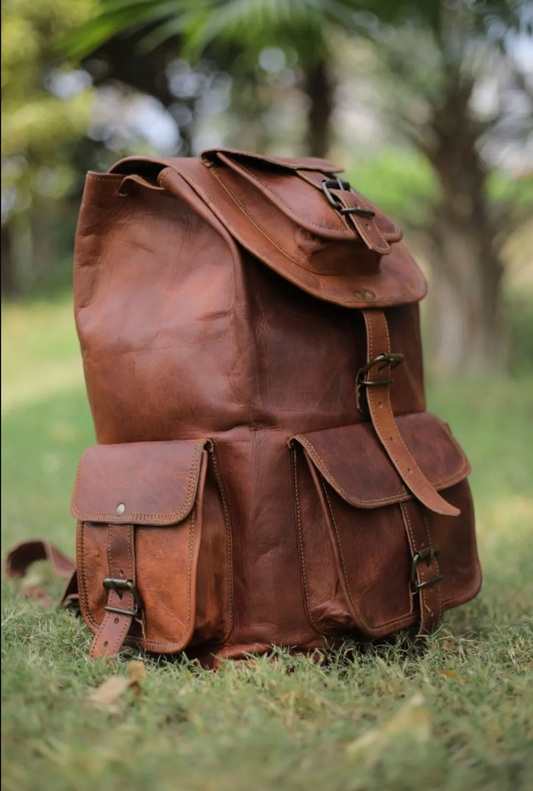 Men's Real Rustic Leather Backpack