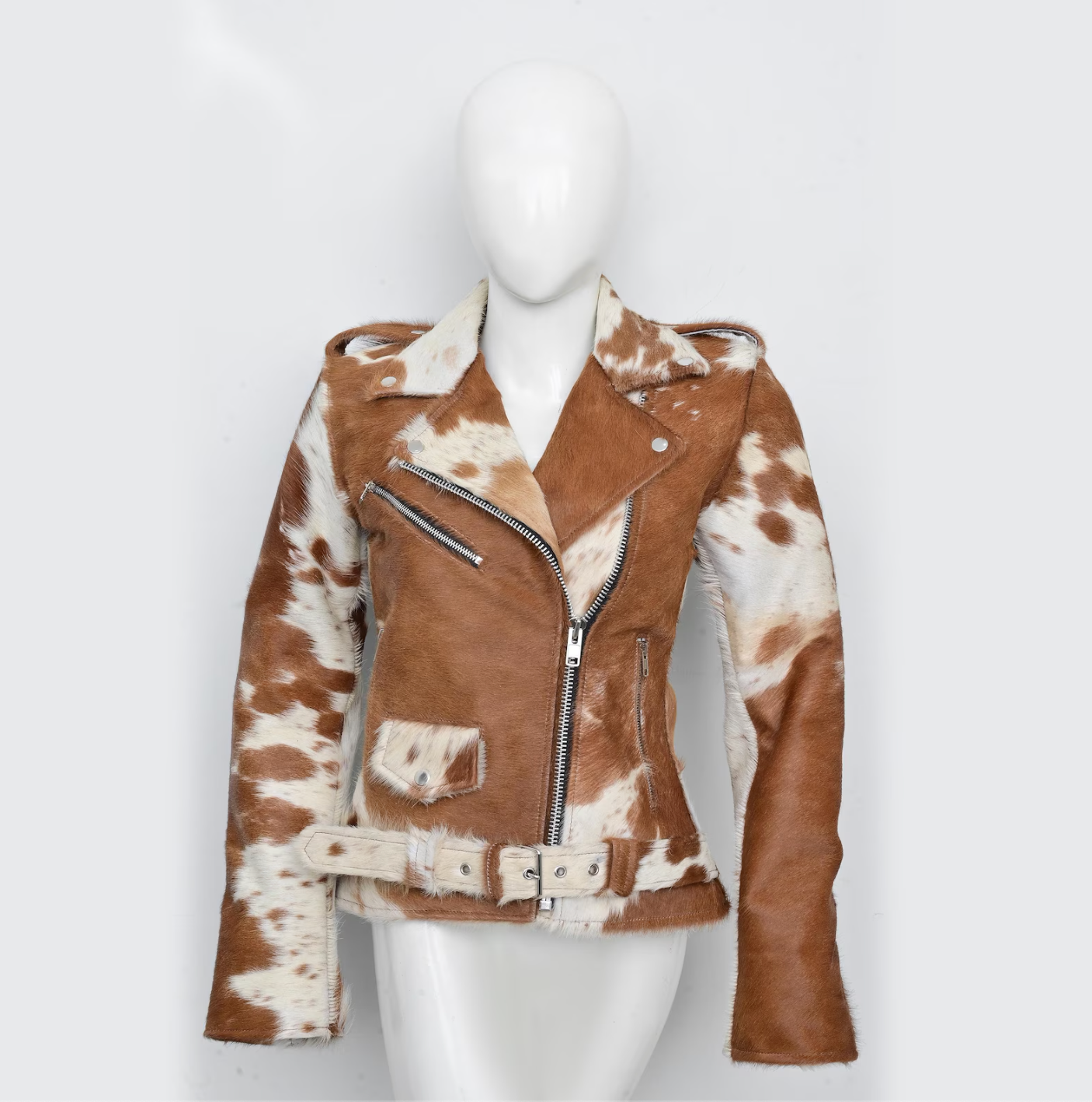 Women's Hair On Cowhide Jacket Brown White