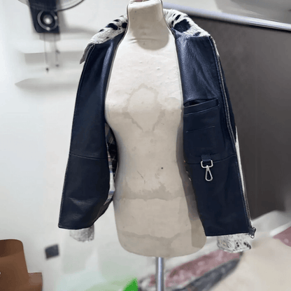 Women’s Hair-On Cowhide Jacket with Black and White Hide