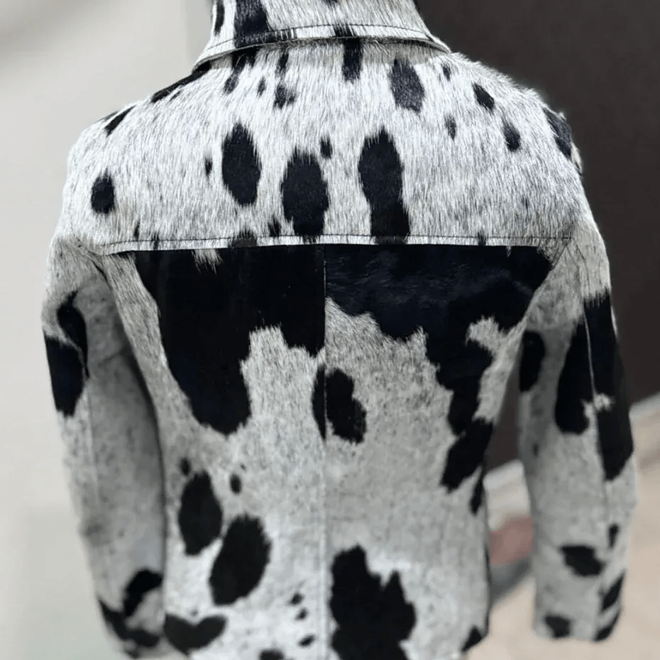 Women’s Hair-On Cowhide Jacket with Black and White Hide