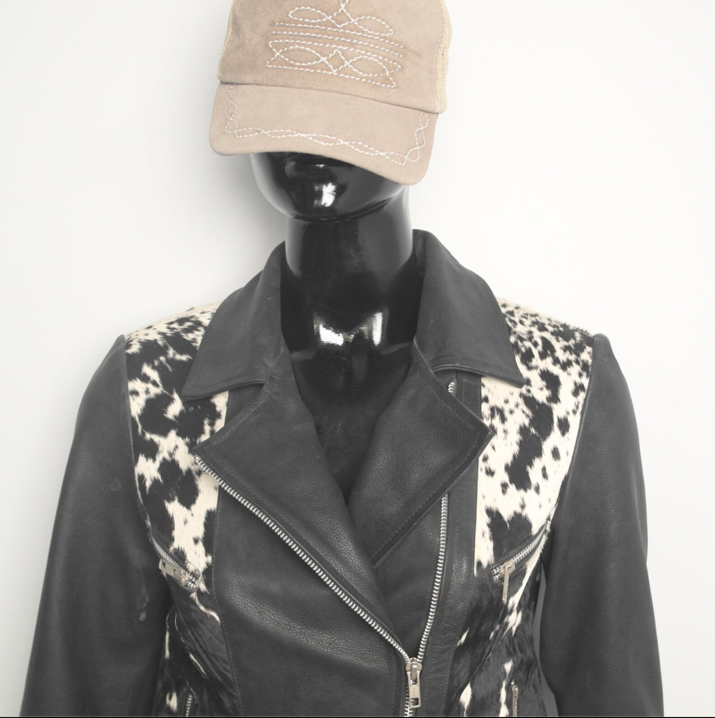 Cowhide Leather Jacket Women Hair on Hide