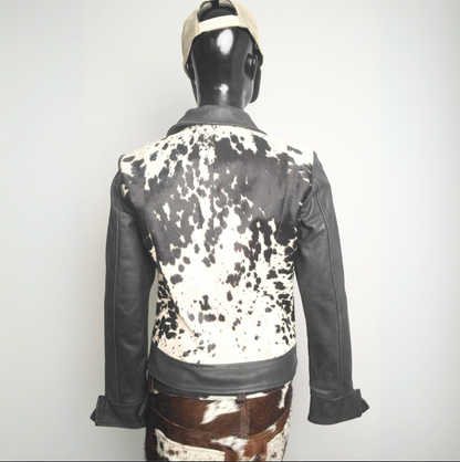Cowhide Leather Jacket Women Hair on Hide