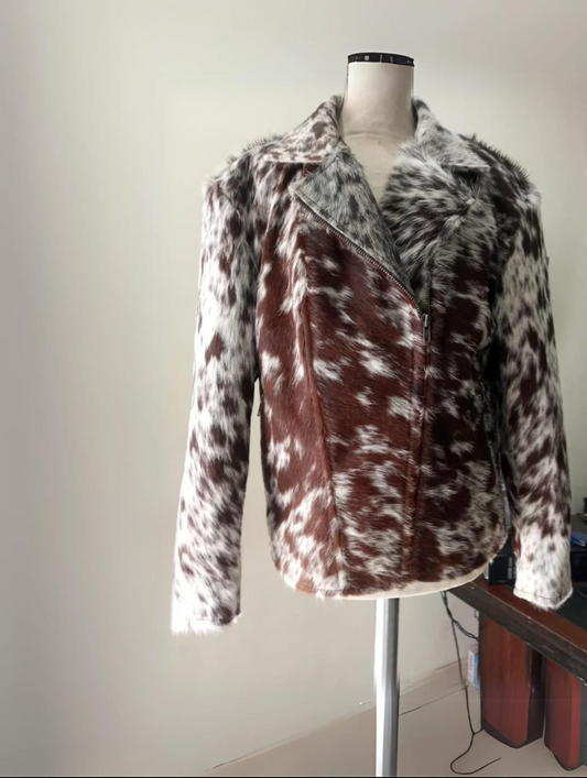 Real Hair on Hide Cow Print Coat for Western Outfits