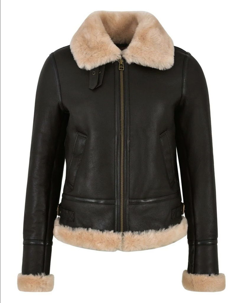 womens leather jacket fur