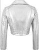 Women's Shiny Silver Motorcycle Leather Jacket