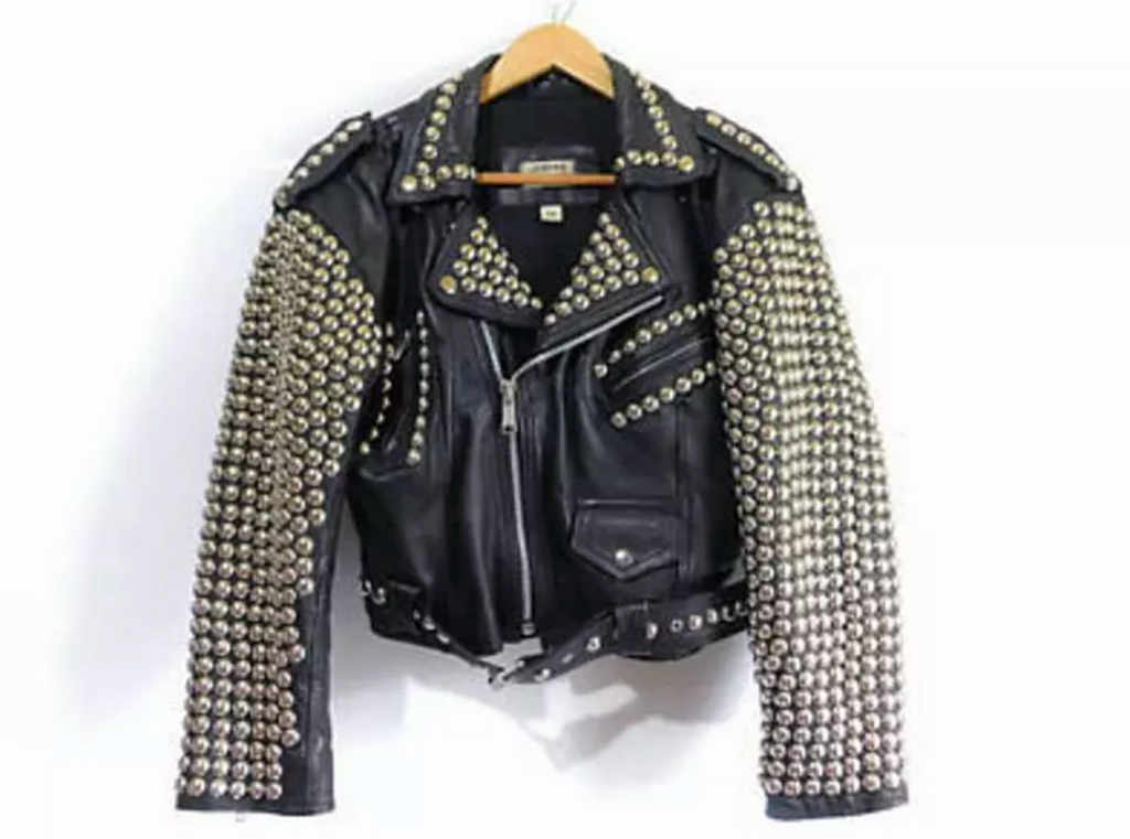 Men's Punk Silver Spiked Leather Jacket