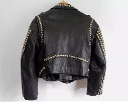 Men's Punk Silver Spiked Leather Jacket