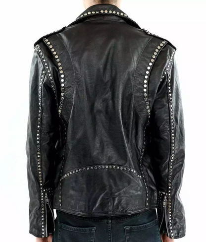 Men's Silver Studded Jacket Black Punk