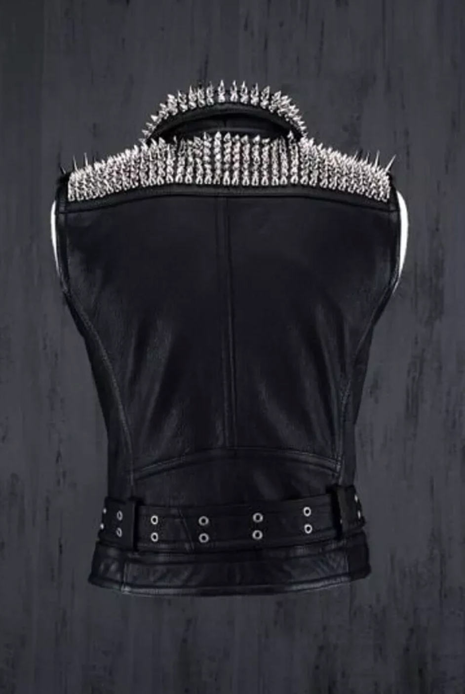 Men's Leather Spiked Motorcycle Vest