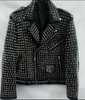 Men Leather Silver Studs Jacket