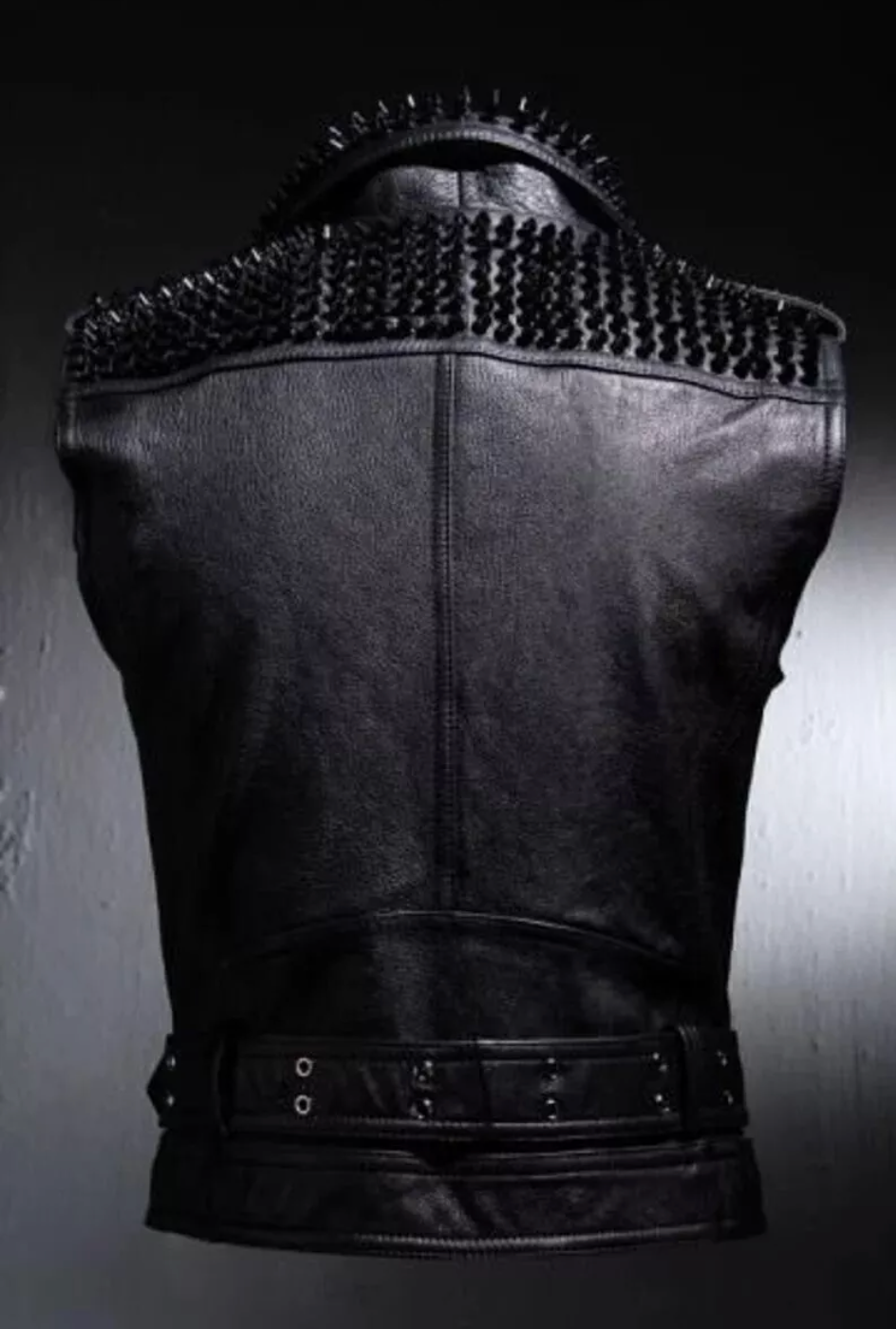 Punk Rock Metal Motorcycle Style Leather Jacket