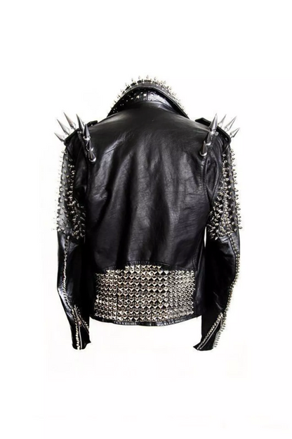 Men's Spiked Studded Riders Leather Jacket