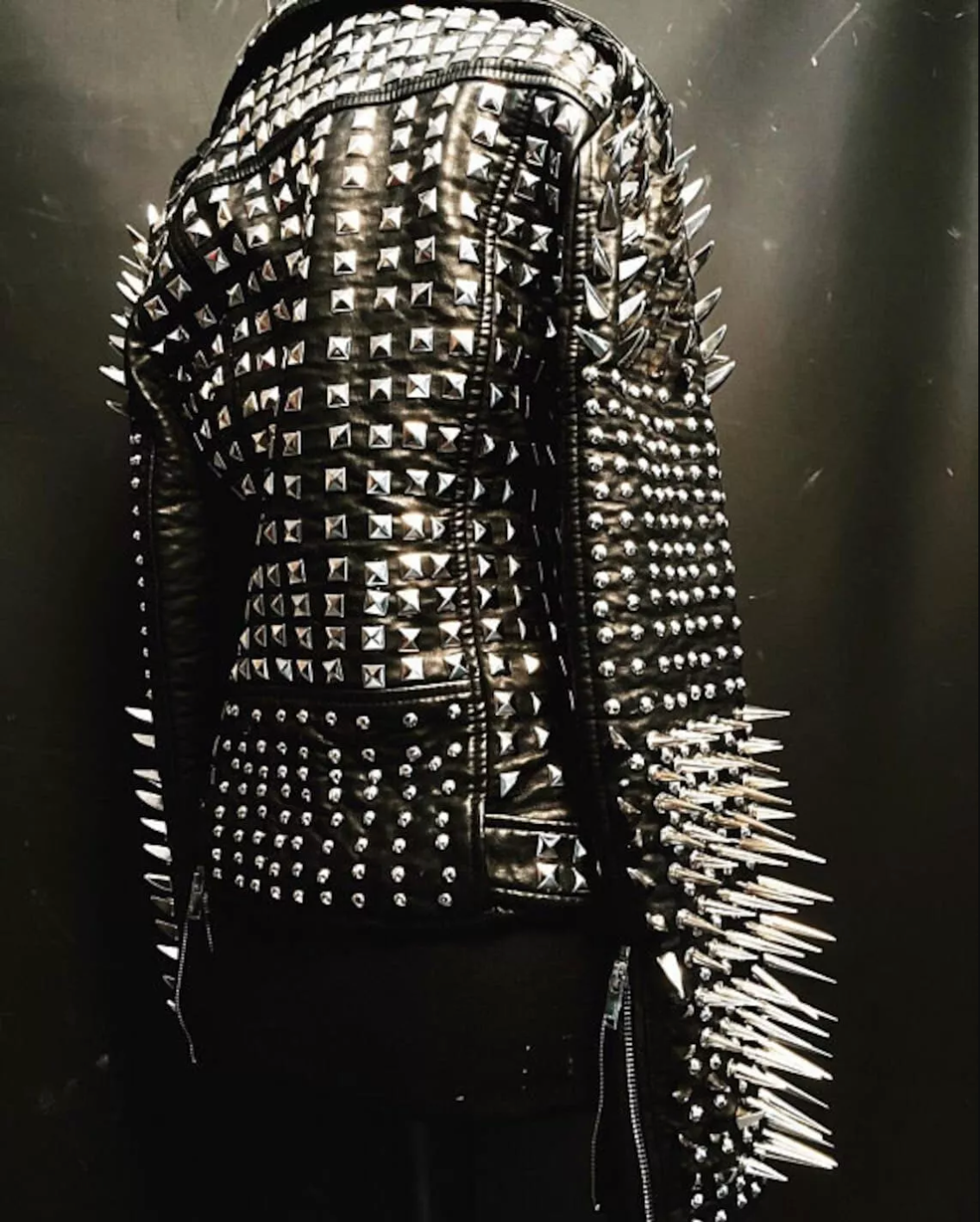 Women's Punk Spiked Studded Leather Biker Jacket