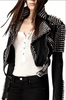 Punk Gothic Spiked Leather Biker Jacket for Women