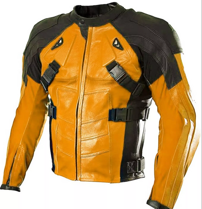 Orange Black Racing Leather Motorcycle Jacket