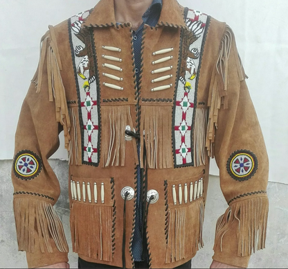 Men's Eagle Western Suede Fringe Jacket