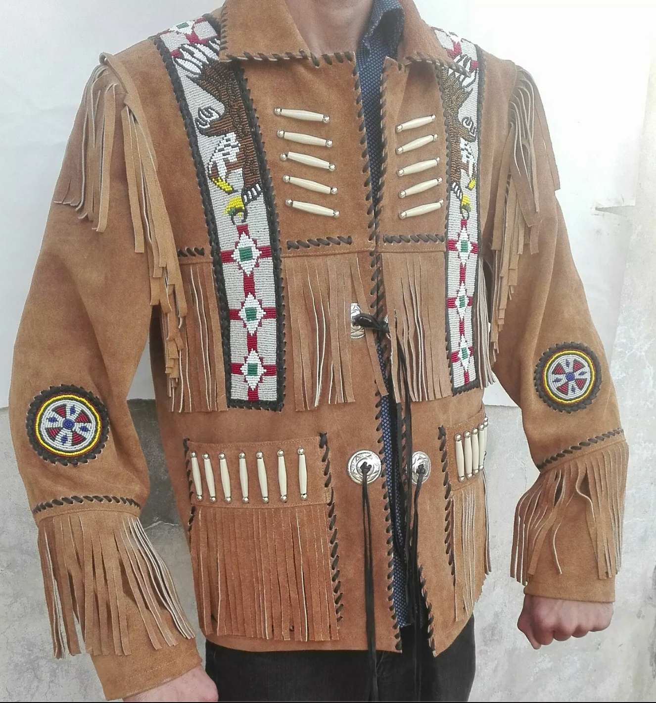 Men's Eagle Western Suede Fringe Jacket