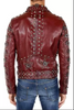 Maroon Studded Brando Motorcycle Leather Jacket