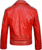 Men's Red Punk Studded Leather Biker Jacket