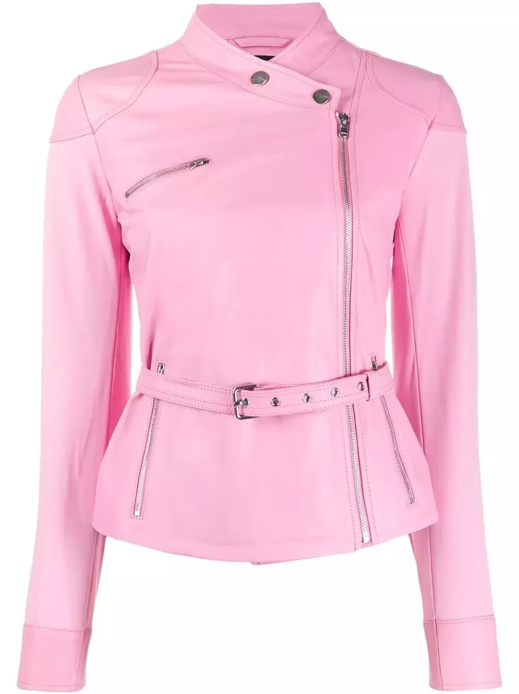 Women's Pink Biker Leather Jacket