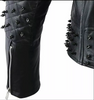 Men's Black Leather Motorcycle Jacket With Metal Spikes