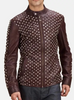 Silver Studded Motor Bike Leather Jacket