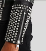 Mens leather jacket With silver Studded Motor bike