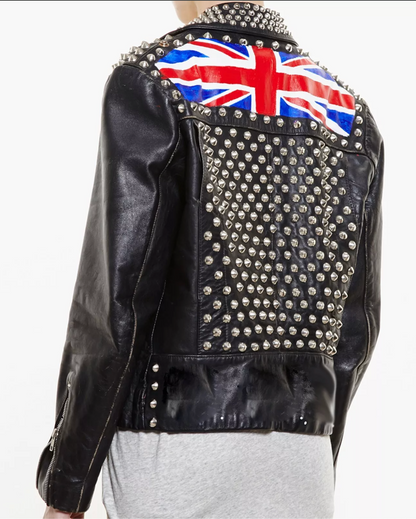 Women's Real Leather Studded Leather Jacket