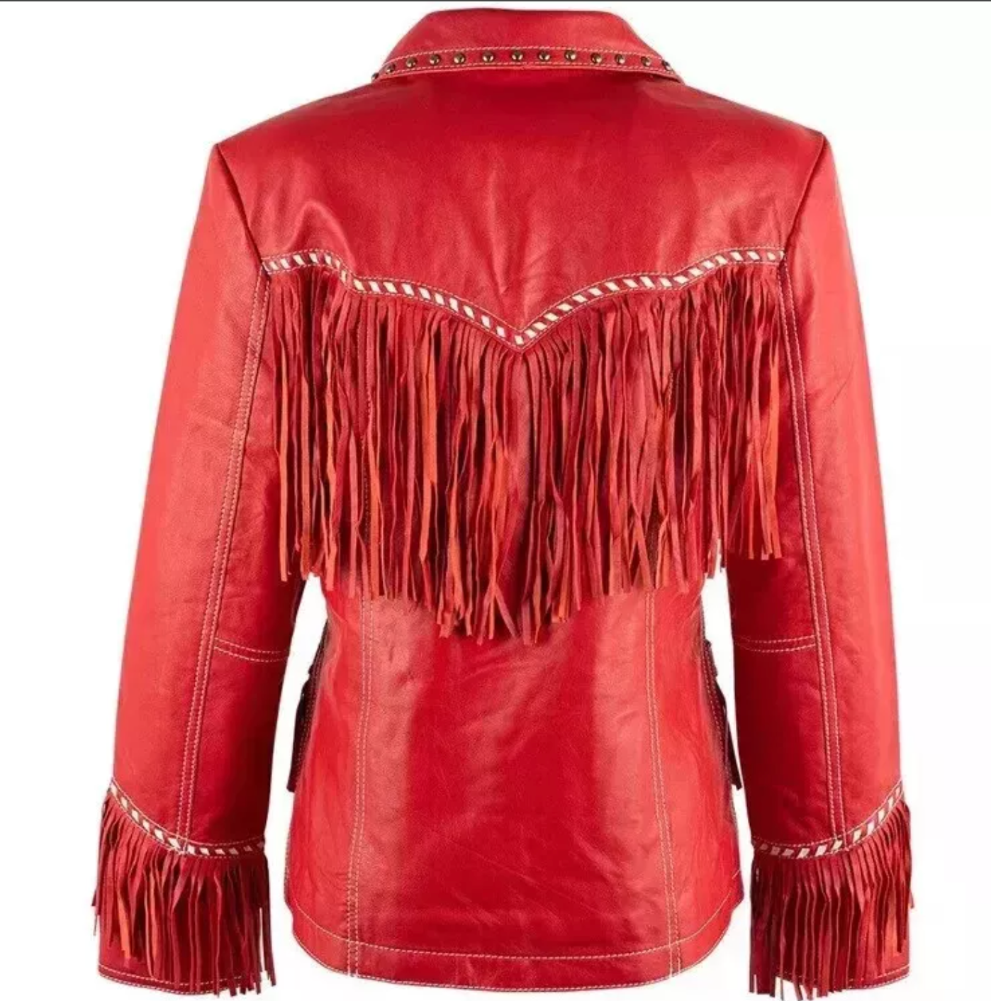 Native American Leather Jacket Fringe Studded