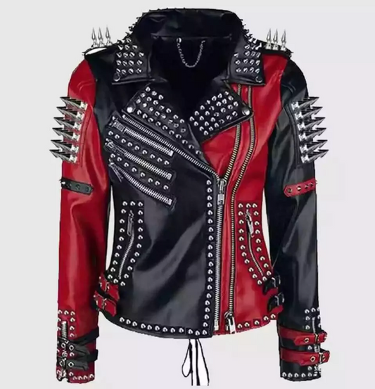 Mens Studded Punk Rock Spikes Biker Leather jacket