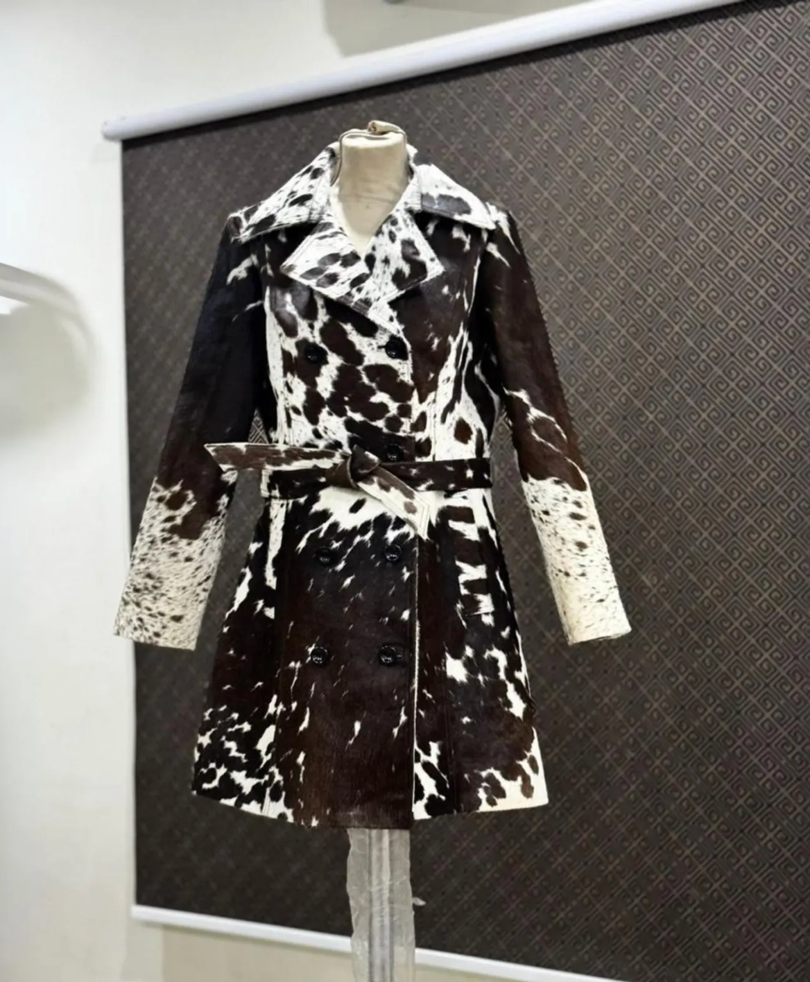 Hair On Cowhide Trench Coat Jacket