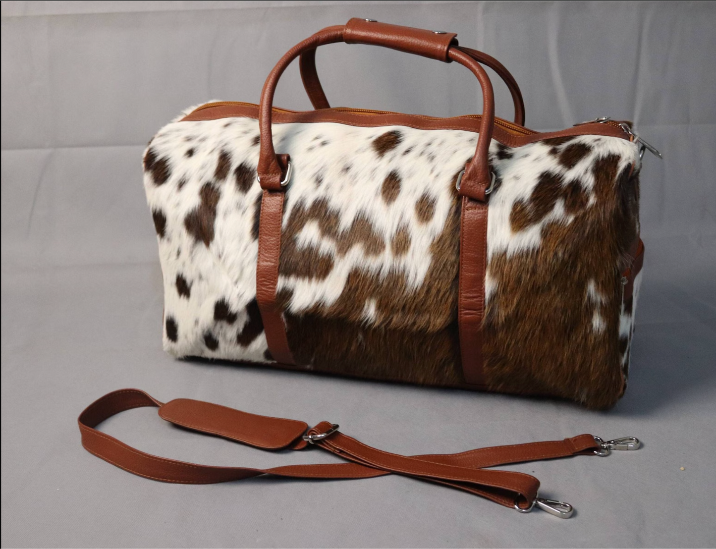 Brown White Western Overnight Bag