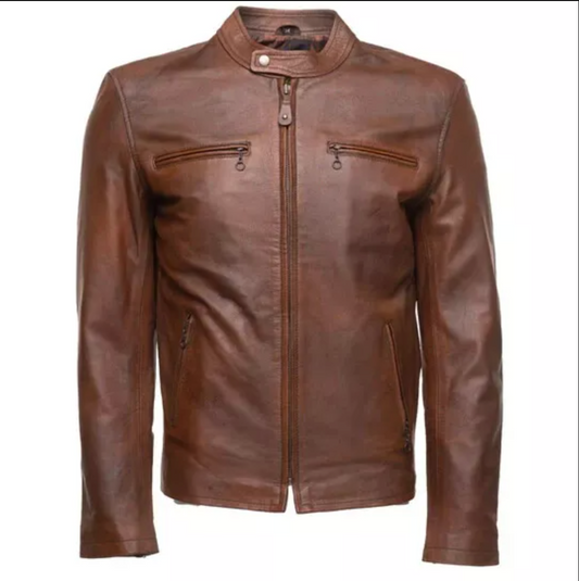 Men's Genuine Leather Bomber Brown Jacket