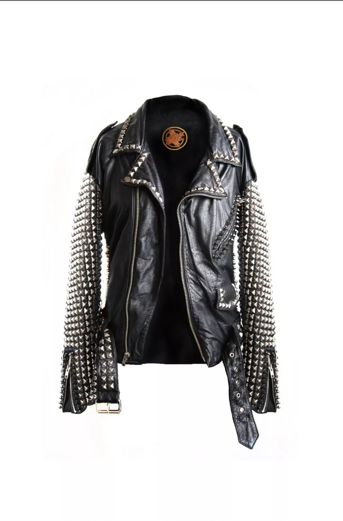 Men's Studded Leather Jacket Metal Head Punk