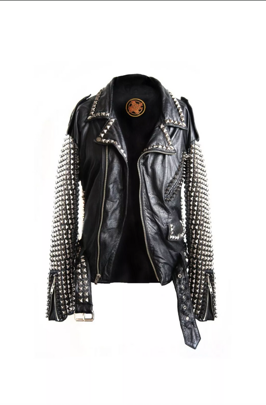 Men's Studded Leather Jacket Metal Head Punk