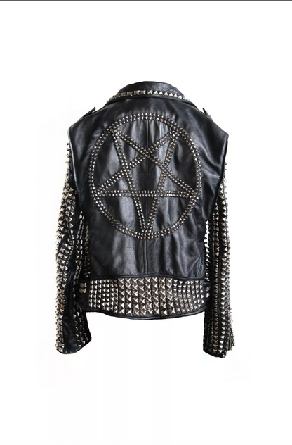 Men's Studded Leather Jacket Metal Head Punk