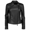 women's studded black colour biker leather jacket