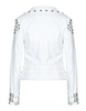 Women's punk golden studded white leather jacket