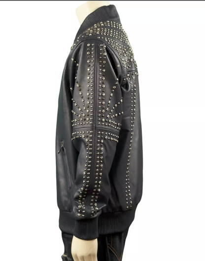 Men's Motor biker Studded Leather Jacket