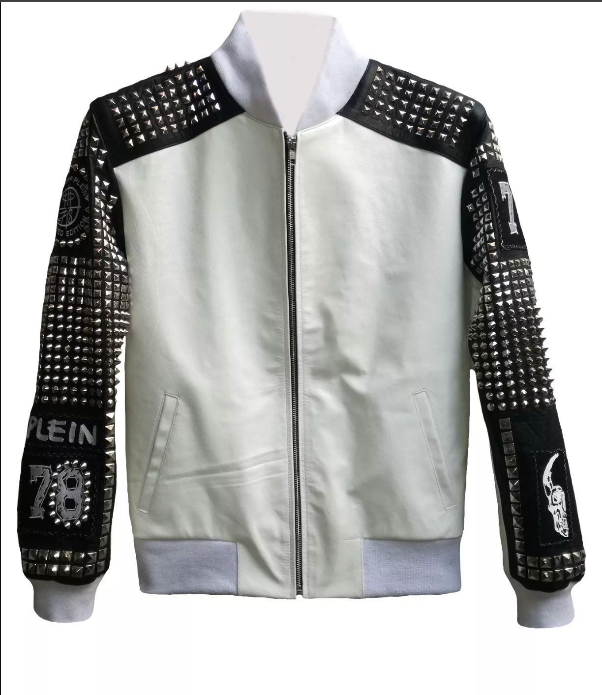 Men's Real Leather Jacket Punk Studded