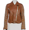 Women's Brown Silver Studded Leather Jacket