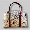 Cowhide Fur Skin Brown White Shoulder Purse