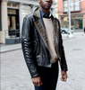 Men's Golden Studded Biker Leather Jacket