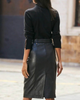 Real Leather Midi Skirt