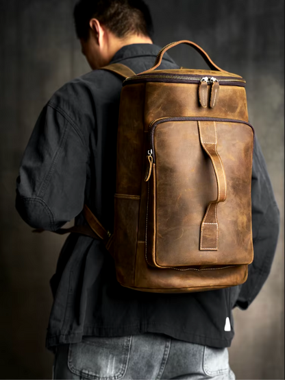 Genuine Leather Duffle Backpack